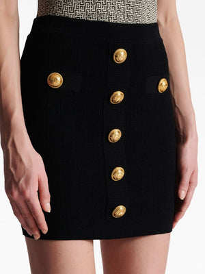 BALMAIN High Waist Ribbed Mini Skirt