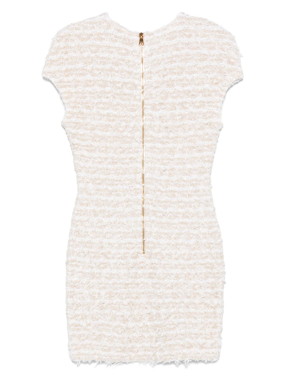 BALMAIN Elegant Tweed Mini Dress with Exposed Rear Zip