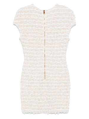 BALMAIN Elegant Tweed Mini Dress with Exposed Rear Zip