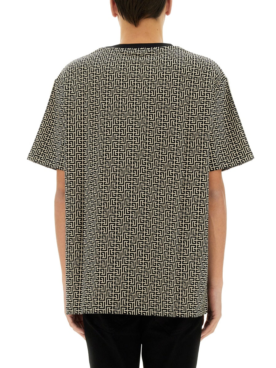 BALMAIN Monogram Cotton T-Shirt for Men - Size L