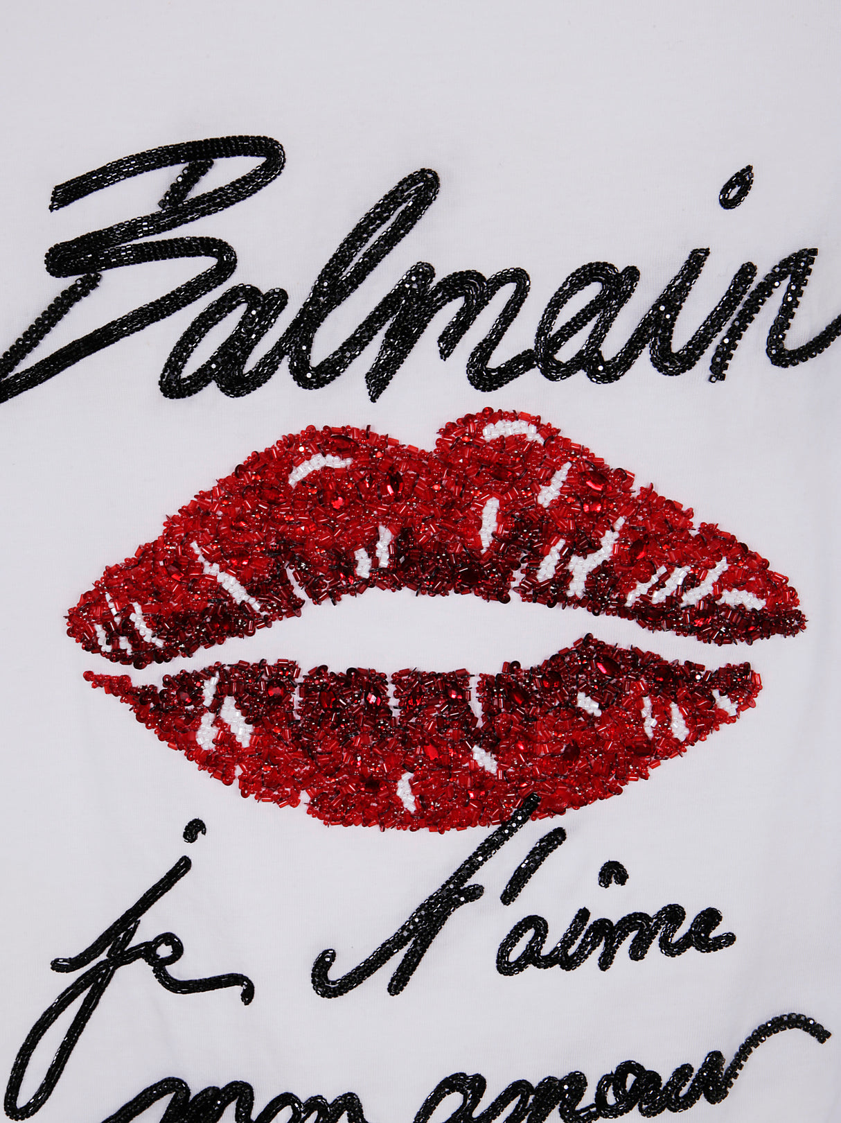 BALMAIN Embroidered Lips Graphic T-Shirt - Regular Fit