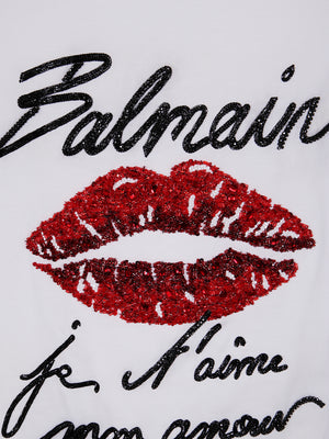 BALMAIN Embroidered Lips Graphic T-Shirt - Regular Fit