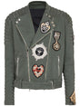 BALMAIN Denim Biker Jacket with Patch