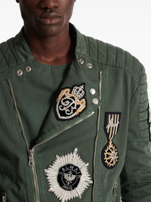 BALMAIN Denim Biker Jacket with Patch