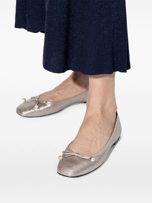 JIMMY CHOO Elegant Leather Ballet Flats with Bow Detail