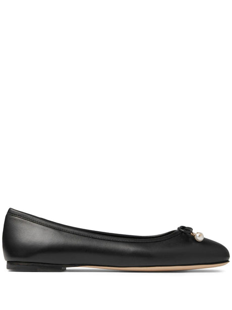 JIMMY CHOO Elegant Leather Ballet Flats with Bow Detail