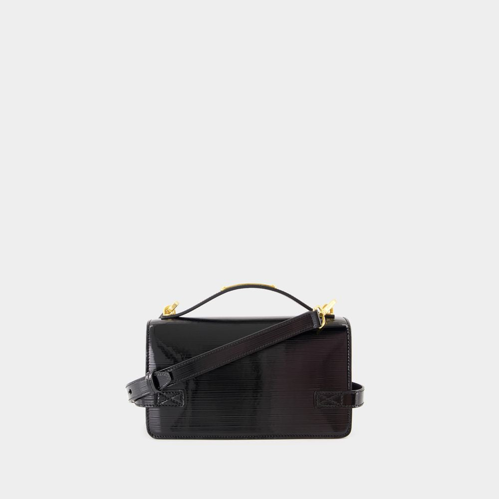 BALMAIN Mini Crossbody Bag with Striped Patent Finish