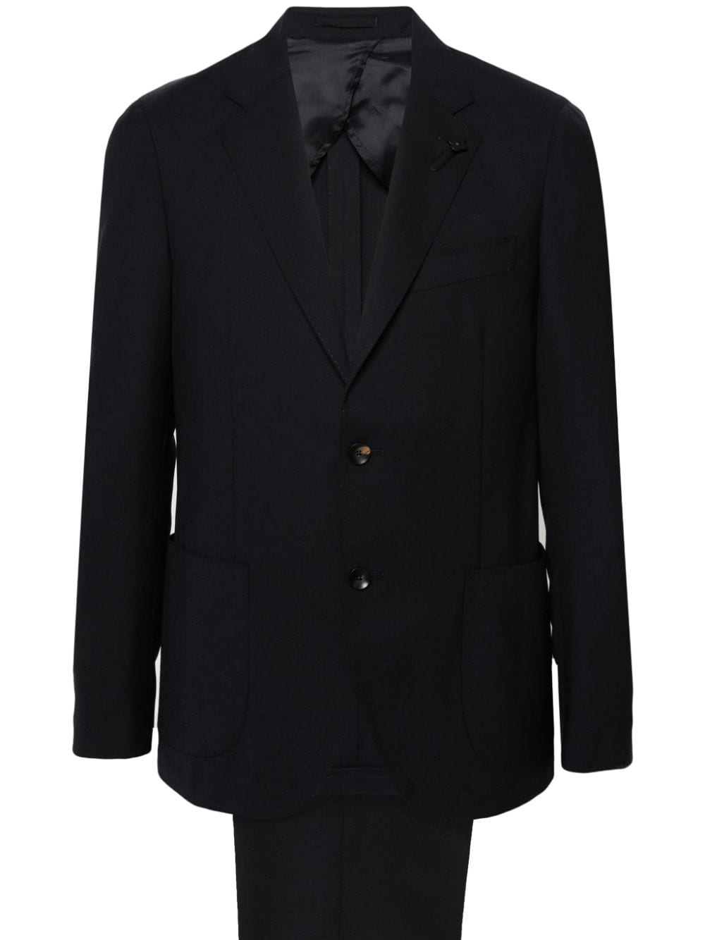 LARDINI Stylish Midnight Blue Wool Blazer and Trouser Set for Men