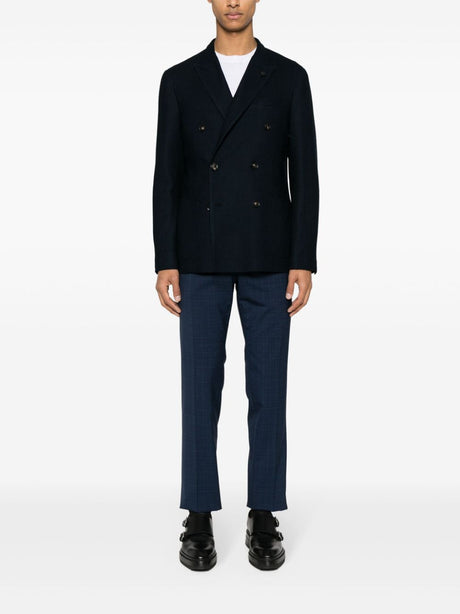 LARDINI Midnight Blue Double-Breasted Men's Jacket