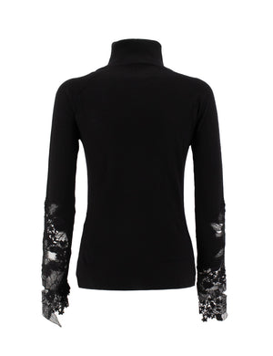 ERMANNO SCERVINO Chic Turtleneck Sweater with Lace Detail