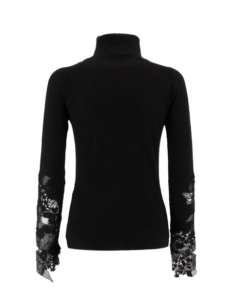 ERMANNO SCERVINO Chic Turtleneck Sweater with Lace Detail