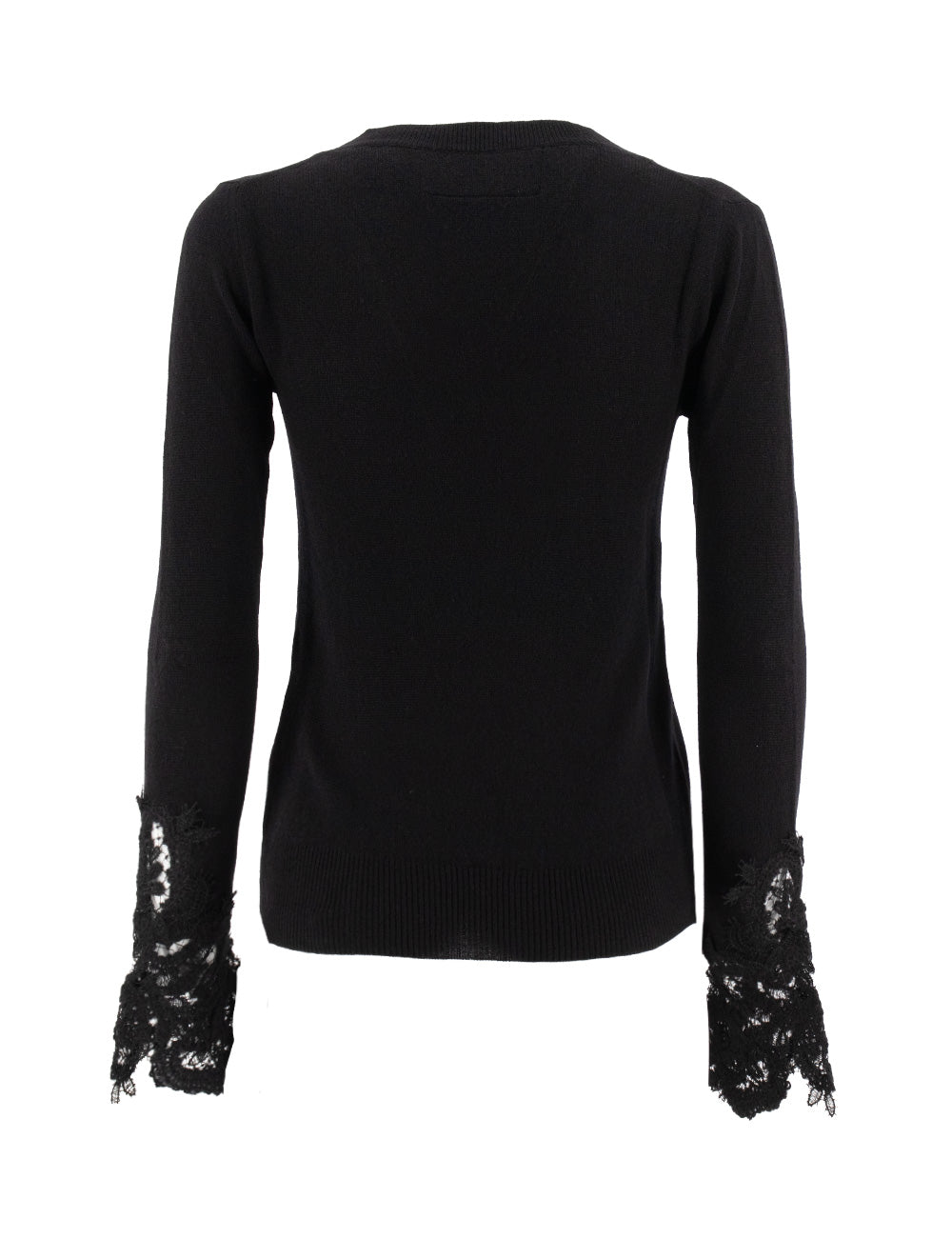 ERMANNO SCERVINO Elegant V-Neck Sweater with Delicate Lace Inserts