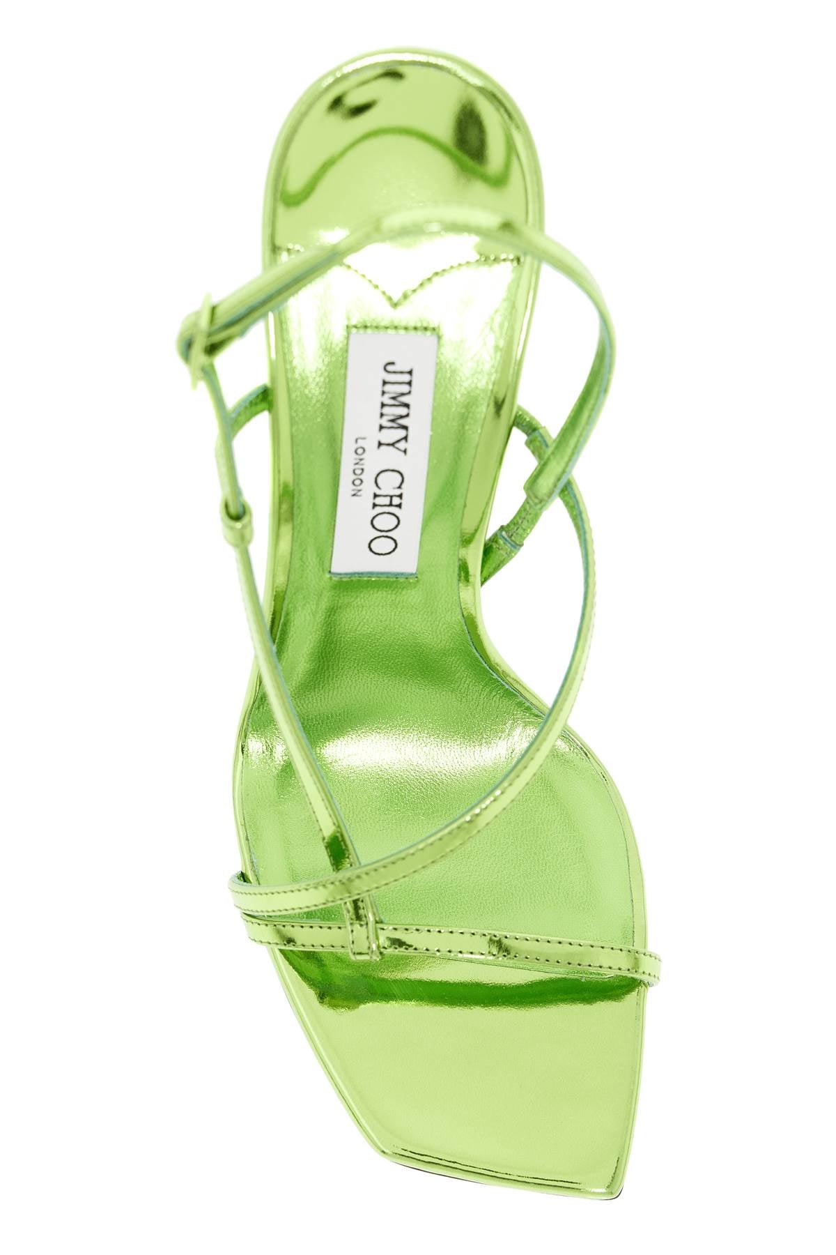 JIMMY CHOO Sculptural Mini Sandals with Glossy Drop Heel