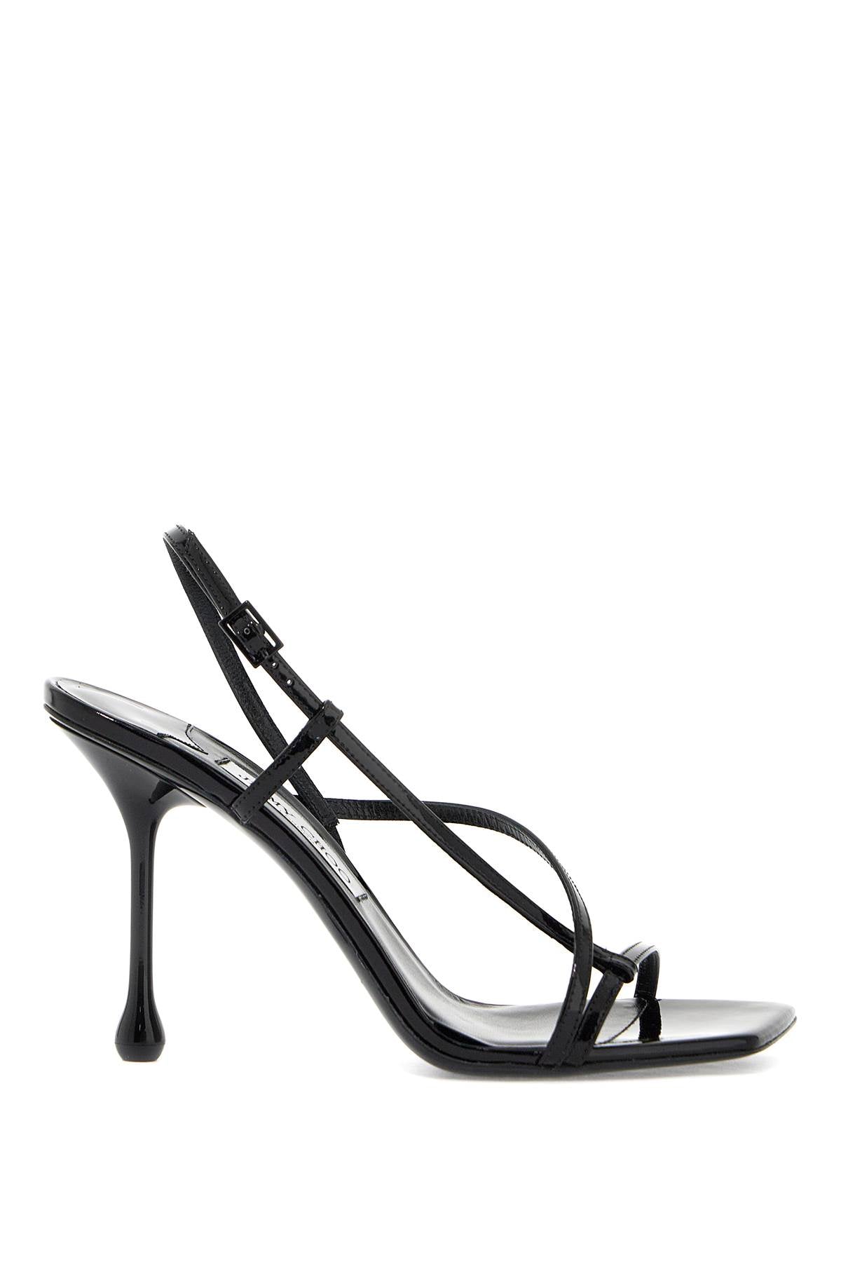 JIMMY CHOO Sculptural Mini Sandals with Glossy Drop Heel