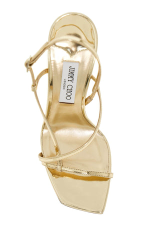 JIMMY CHOO Sculptural Mini Sandals with Glossy Drop Heel