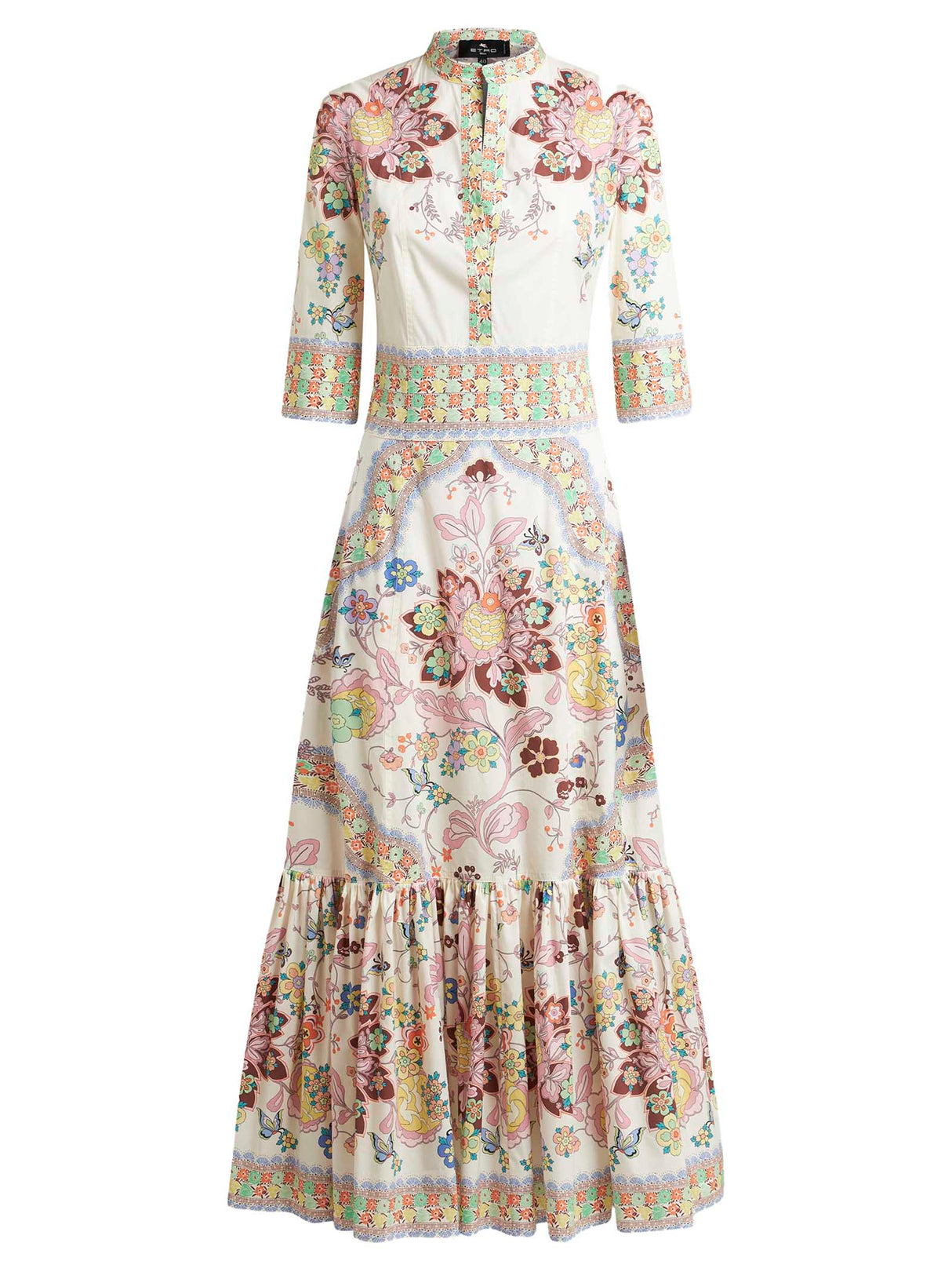 ETRO Floral and Butterfly Print Long Dress