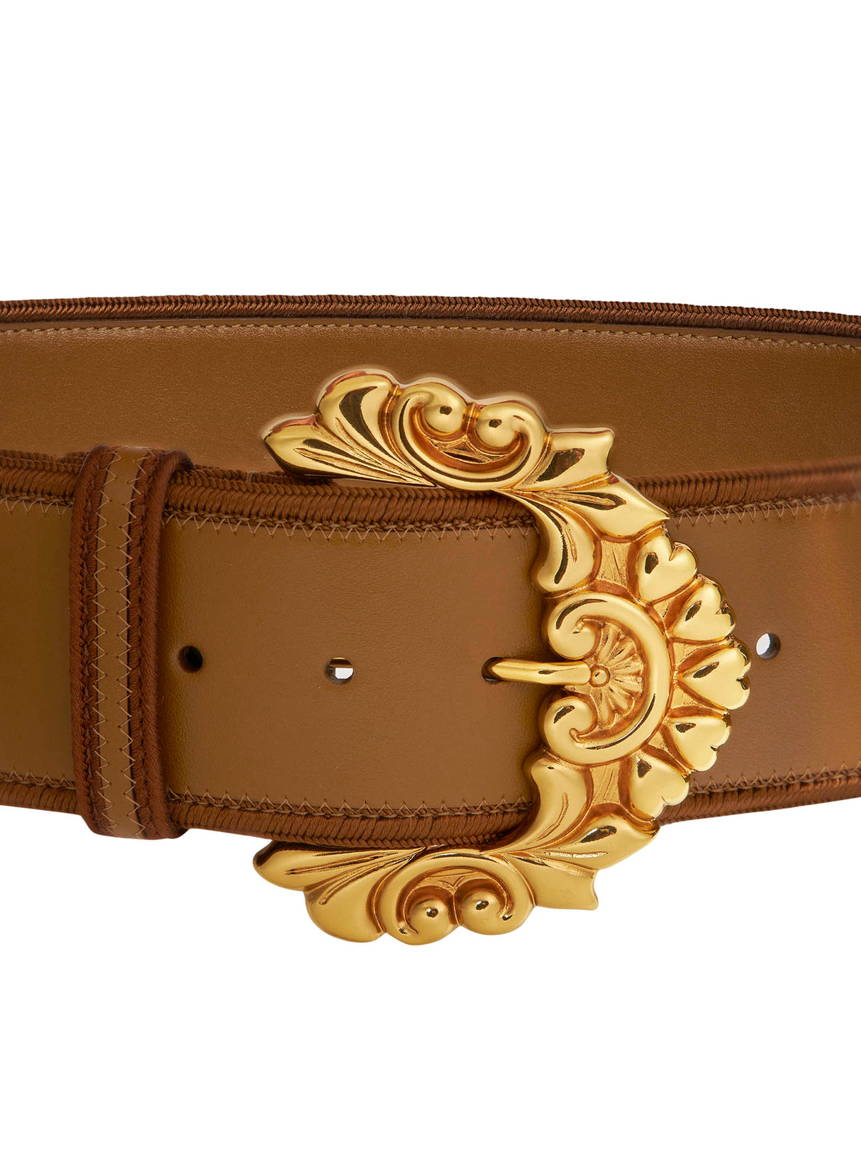 ETRO Maxi 100% Leather Belt with Baroque-Style Buckle