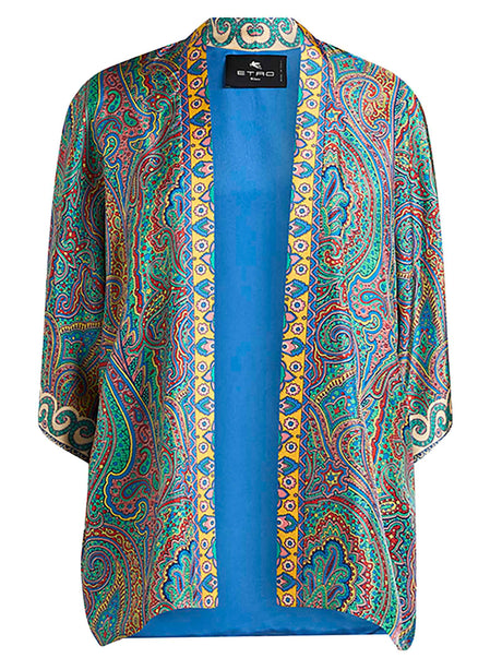 ETRO Mini Silk Twill Kesa with Multicolor Paisley Print