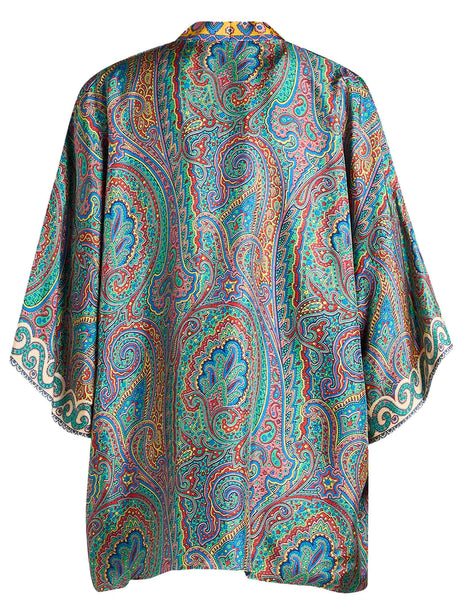 ETRO Mini Silk Twill Kesa with Multicolor Paisley Print