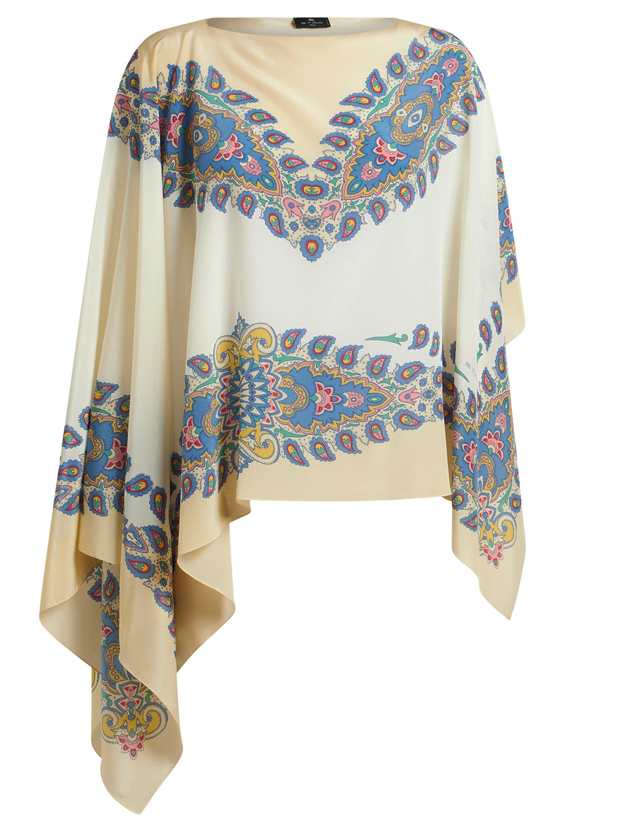 ETRO Asymmetric Silk Poncho with Paisley Print - Women's Outerwear