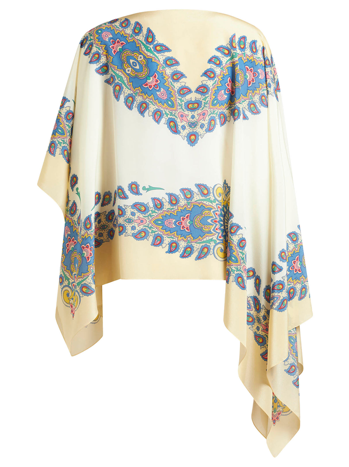 ETRO Asymmetric Silk Poncho with Paisley Print - Women's Outerwear