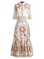 ETRO Floral and Butterfly Print Long Dress