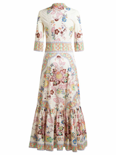 ETRO Floral and Butterfly Print Long Dress