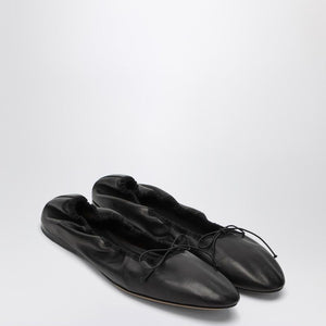 THE ROW Smooth Leather Ballerina with Oval Toe and Elastic Strap