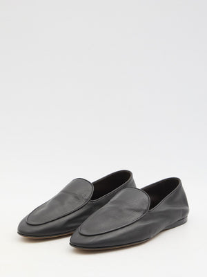 THE ROW Elongated Almond Toe Flat Loafers with Dust Handbag