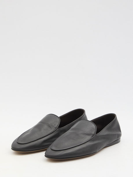 THE ROW Elongated Almond Toe Flat Loafers with Dust Handbag