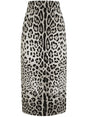 DOLCE & GABBANA Leopard Print Silk Pencil Skirt