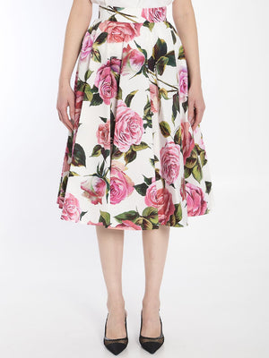 DOLCE & GABBANA Floral Midi Flared Skirt