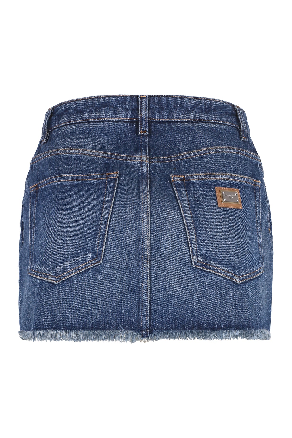 DOLCE & GABBANA Frayed Hem Denim Mini Skirt for Women