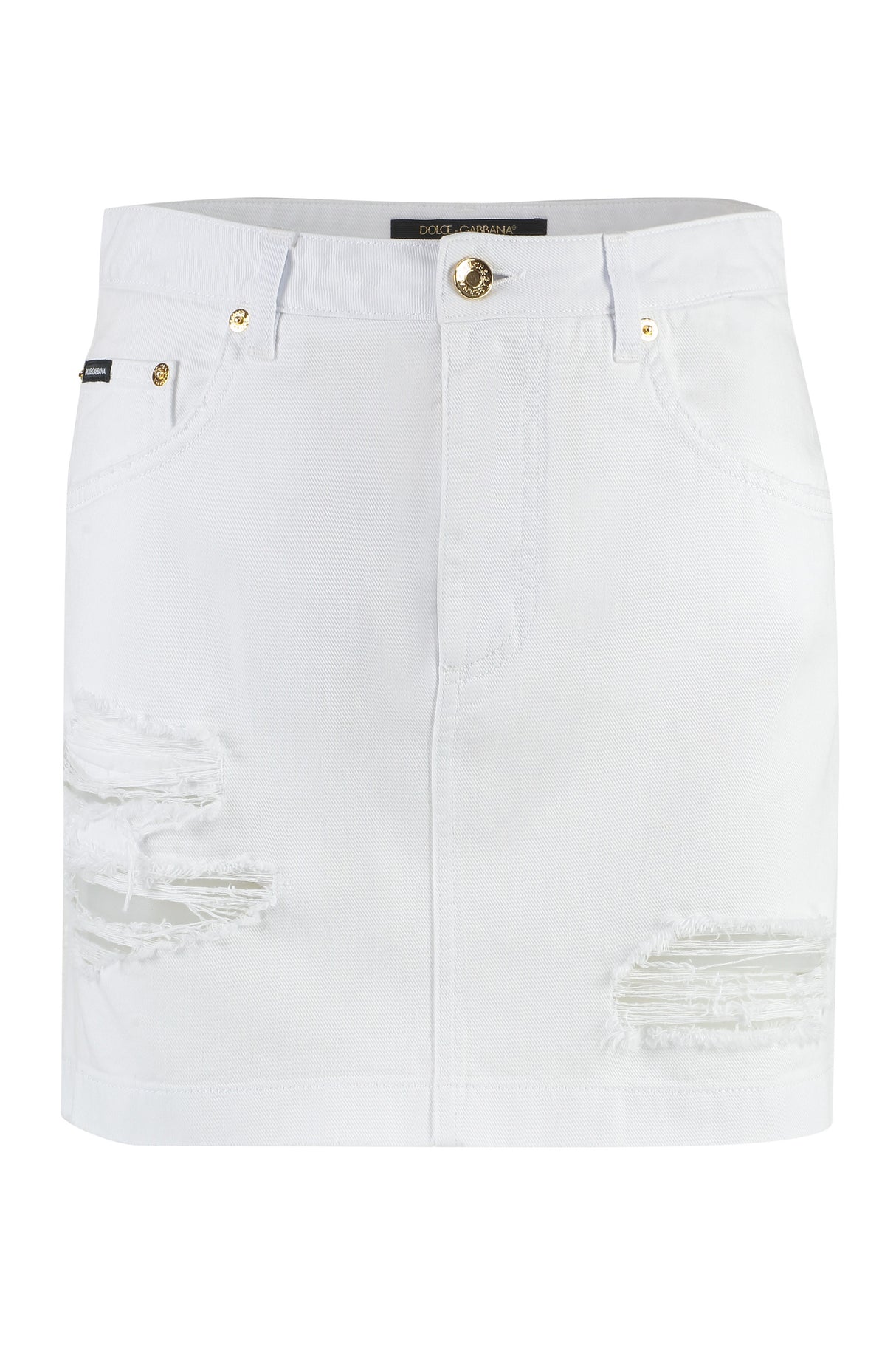 DOLCE & GABBANA Distressed Denim Mini Skirt