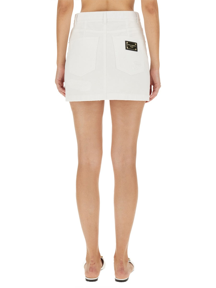 DOLCE & GABBANA Chic Women's Mini Skirt with Button and Zipper Closure