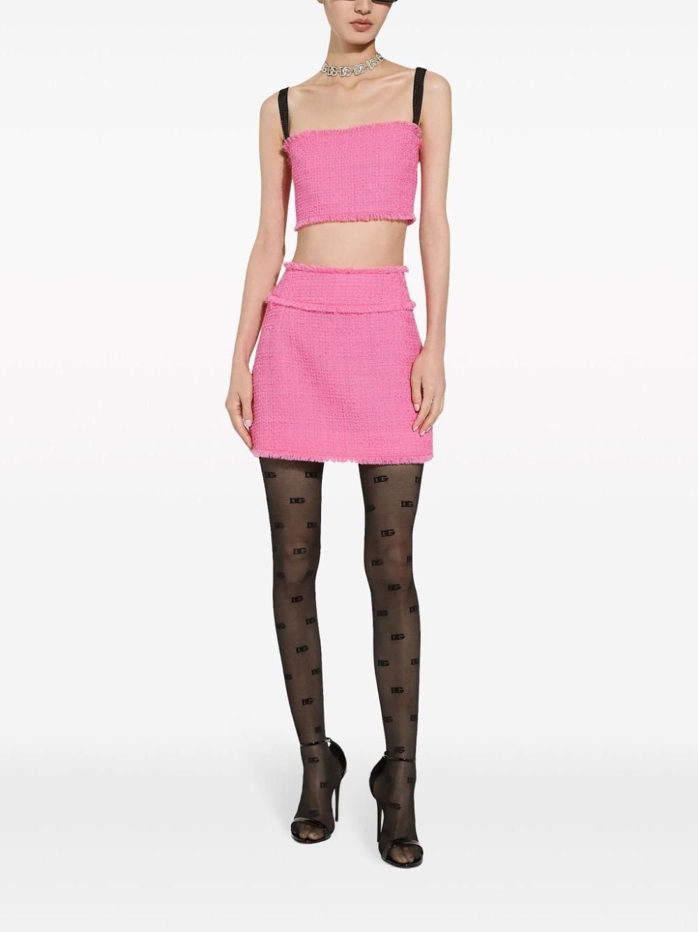 DOLCE & GABBANA Sleek High-Waisted Tweed Mini Skirt