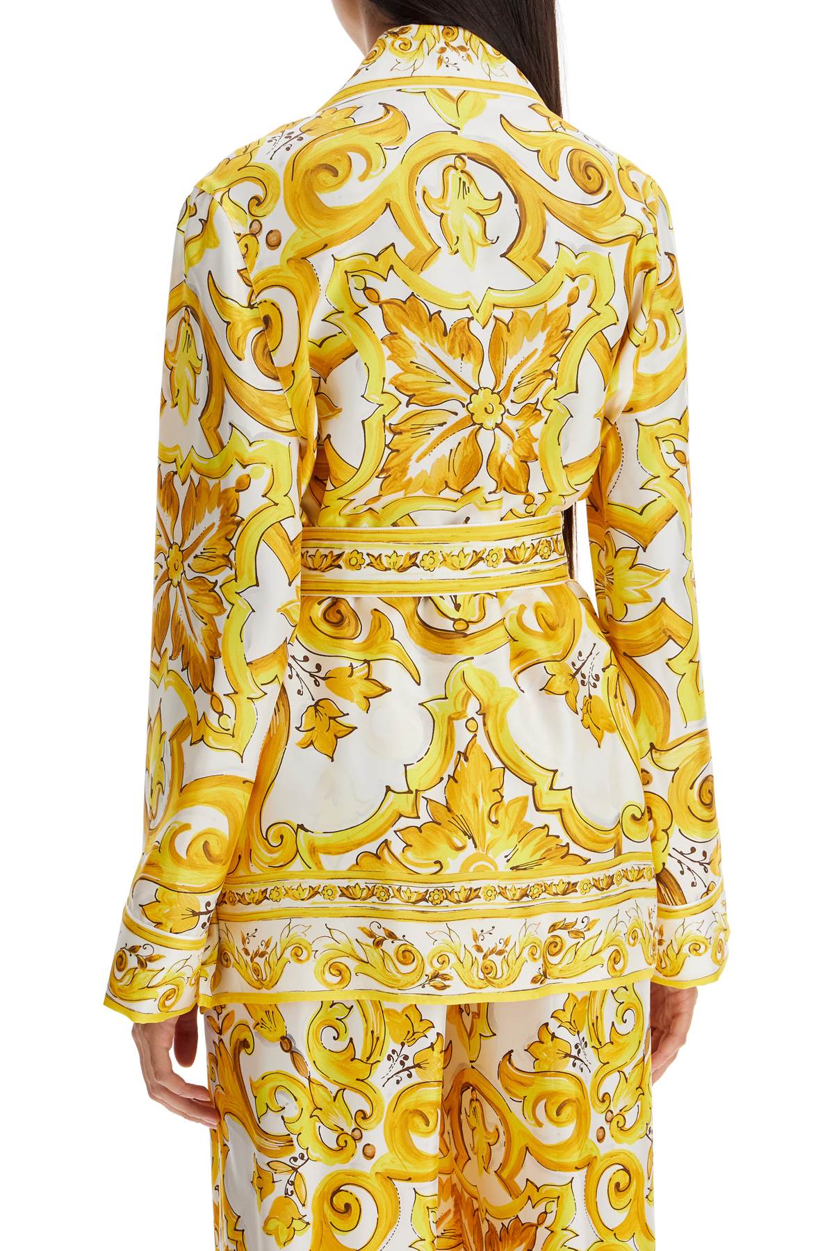 DOLCE & GABBANA Luxurious Silk Pajama-Style Blouse with Artistic Print