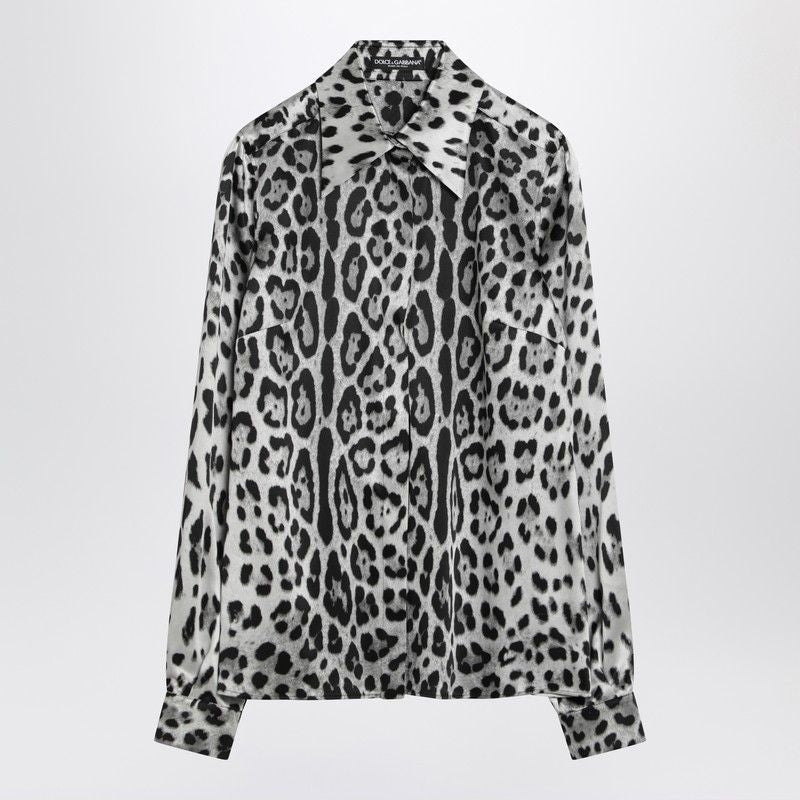 DOLCE & GABBANA Leopard Print Silk Satin Shirt