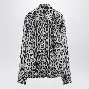 DOLCE & GABBANA Leopard Print Silk Satin Shirt