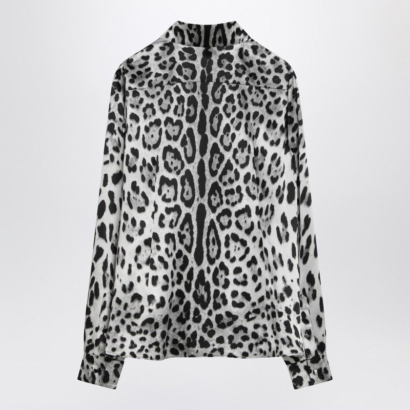 DOLCE & GABBANA Leopard Print Silk Satin Shirt