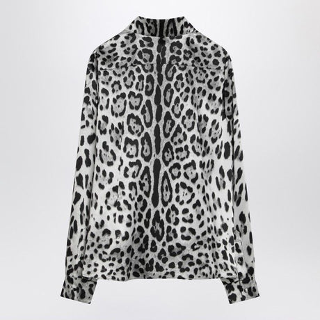 DOLCE & GABBANA Leopard Print Silk Satin Shirt