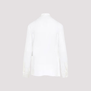 DOLCE & GABBANA Silk Pussy-Bow Collar Shirt