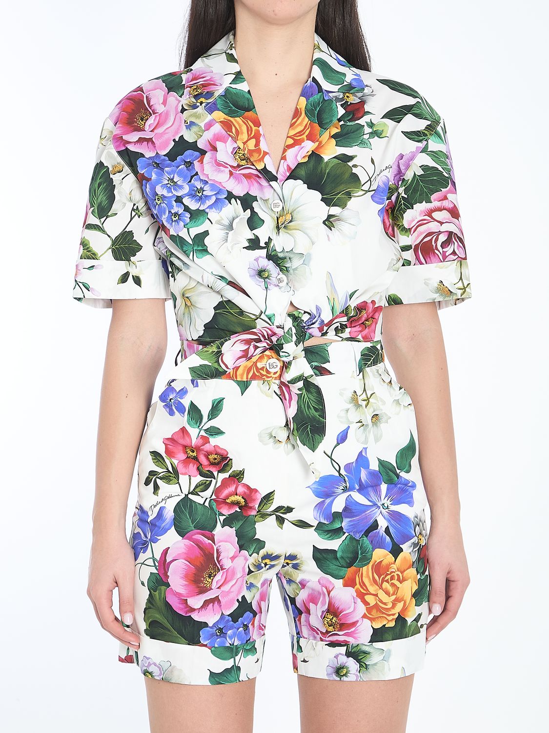 DOLCE & GABBANA Floral Cropped Shirt - Short Sleeve Size 40