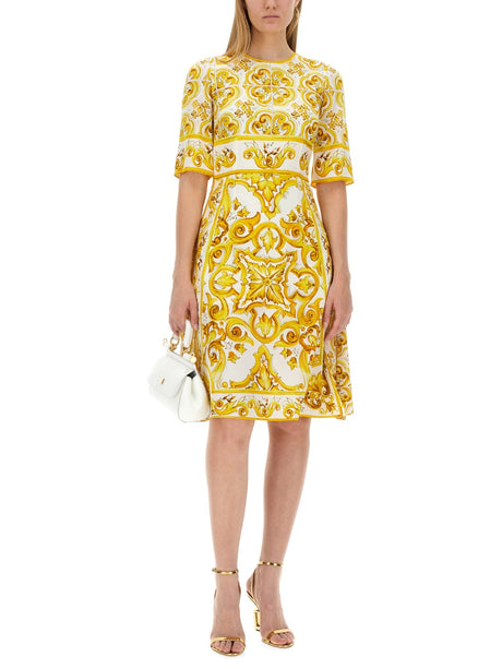 DOLCE & GABBANA Silk Charmeuse Midi Dress - Size 40 IT