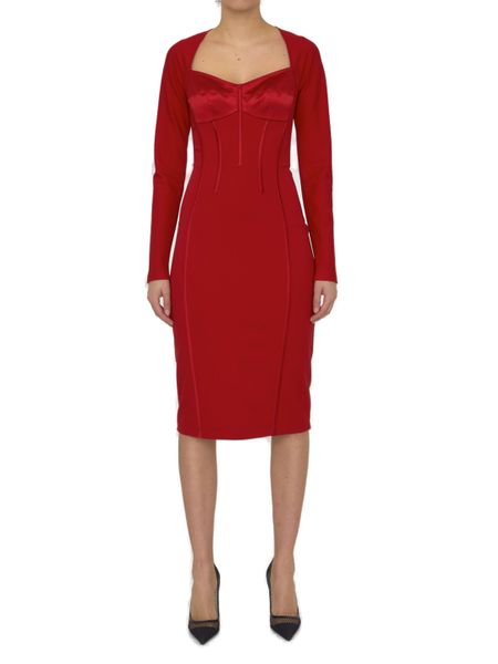 DOLCE & GABBANA Volcano Red Satin and Silk Midi Dress