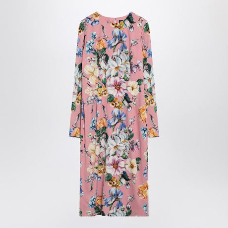 DOLCE & GABBANA Floral Midi Dress in Silk Blend