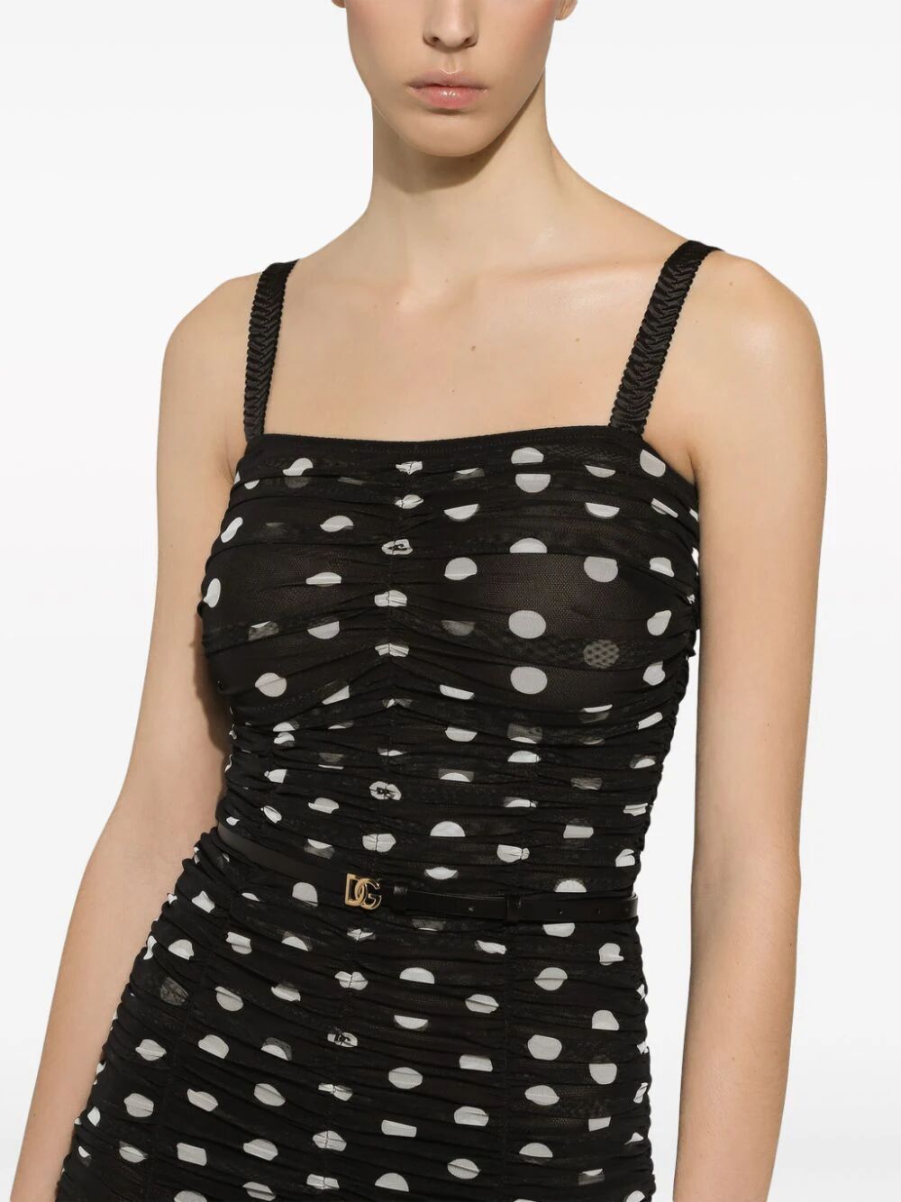 DOLCE & GABBANA Chic Polka Dot Tulle Midi Dress for Women