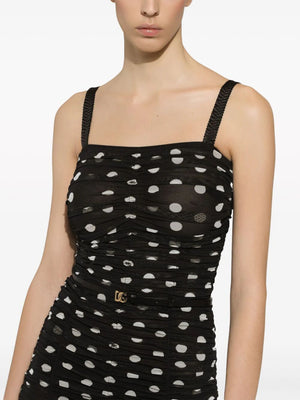 DOLCE & GABBANA Chic Polka Dot Tulle Midi Dress for Women