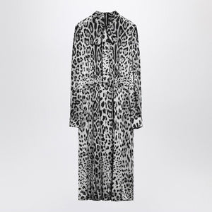 DOLCE & GABBANA Leopard Print Silk Longuette Dress