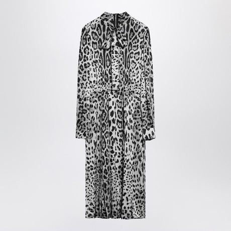 DOLCE & GABBANA Leopard Print Silk Longuette Dress